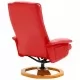 Въртящ ТВ фотьойл с табуретка за крака, червен, изкуствена кожа