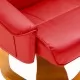 Въртящ ТВ фотьойл с табуретка за крака, червен, изкуствена кожа