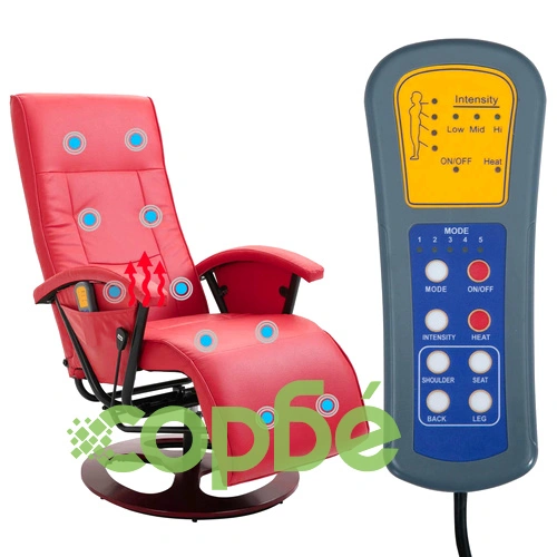 Масажен стол, червен, изкуствена кожа ➤ топ цена ➤ sorbe.bg