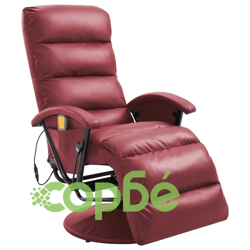 ТВ масажен реклайнер, виненочервен, изкуствена кожа ➤ топ цена ➤ sorbe.bg