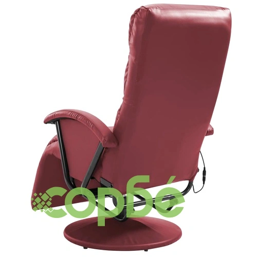 ТВ масажен реклайнер, виненочервен, изкуствена кожа ➤ топ цена ➤ sorbe.bg