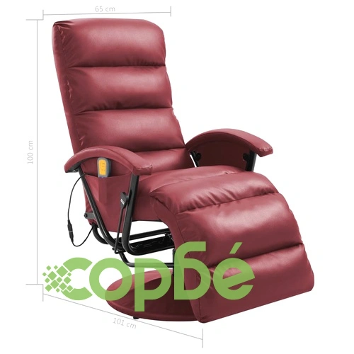 ТВ масажен реклайнер, виненочервен, изкуствена кожа ➤ топ цена ➤ sorbe.bg