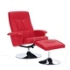 Реклайнер с табуретка, червен, изкуствена кожа
