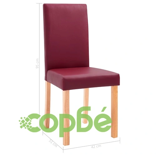 Трапезни столове, 4 бр, червени, изкуствена кожа ➤ топ цена ➤ sorbe.bg