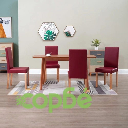 Трапезни столове, 4 бр, червени, изкуствена кожа ➤ топ цена ➤ sorbe.bg