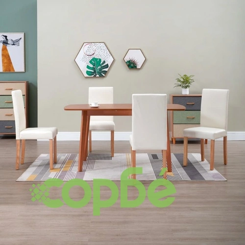 Трапезни столове, 4 бр, кремави, изкуствена кожа ➤ топ цена ➤ sorbe.bg