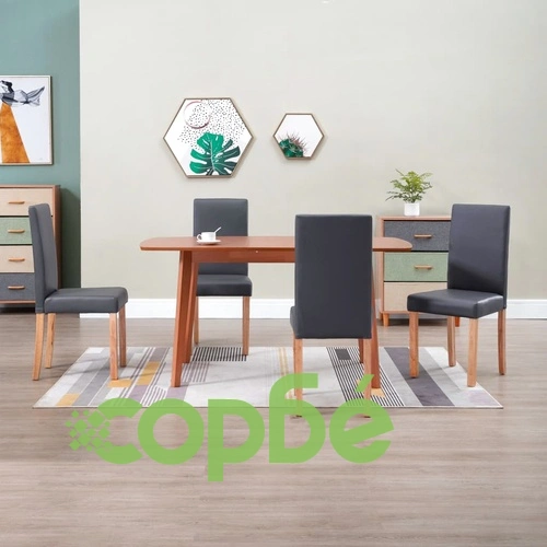 Трапезни столове, 4 бр, сиви, изкуствена кожа ➤ топ цена ➤ sorbe.bg