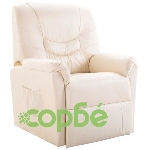 Реклайнер, кремав, изкуствена кожа  ➤ топ цена ➤ sorbe.bg