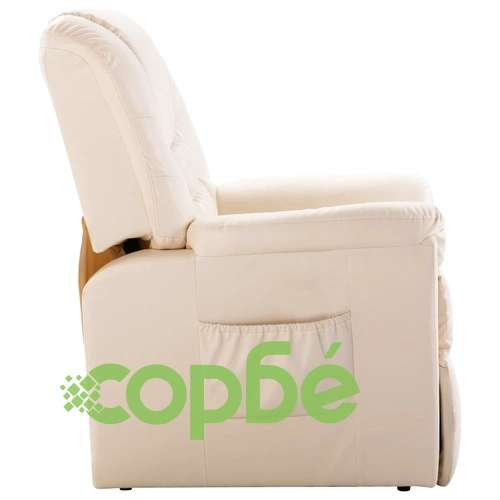 Реклайнер, кремав, изкуствена кожа  ➤ топ цена ➤ sorbe.bg