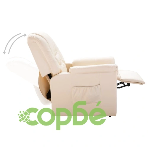Реклайнер, кремав, изкуствена кожа  ➤ топ цена ➤ sorbe.bg