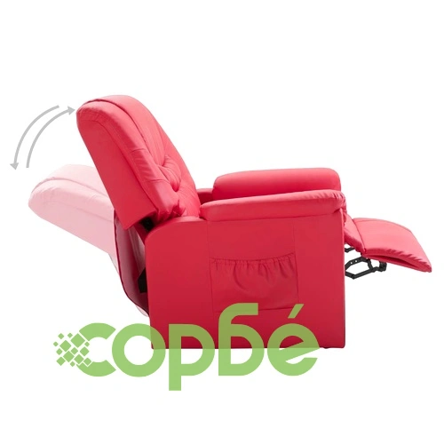 Реклайнер, червен, изкуствена кожа ➤ топ цена ➤ sorbe.bg
