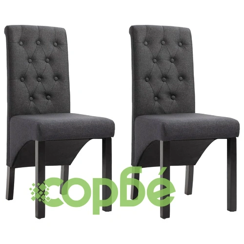 Трапезни столове, 2 бр, тъмносиви, плат ➤ топ цена ➤ sorbe.bg