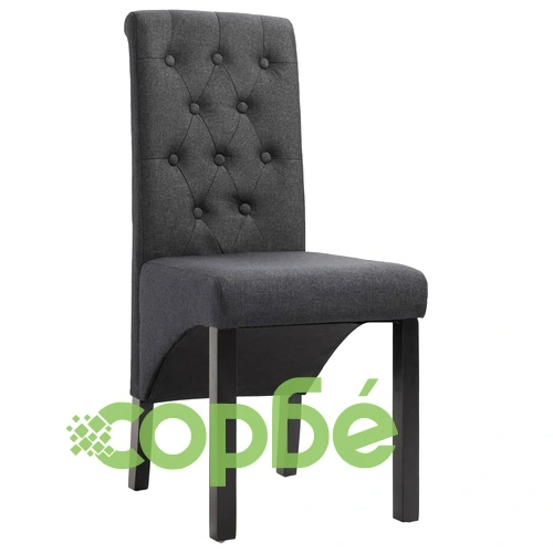 Трапезни столове, 2 бр, тъмносиви, плат ➤ топ цена ➤ sorbe.bg