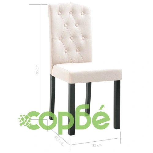 Трапезни столове, 4 бр, кремави, текстил ➤ топ цена ➤ sorbe.bg
