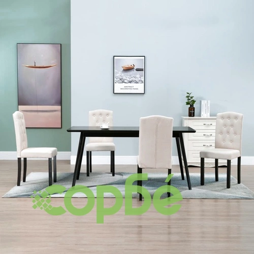 Трапезни столове, 4 бр, кремави, текстил ➤ топ цена ➤ sorbe.bg