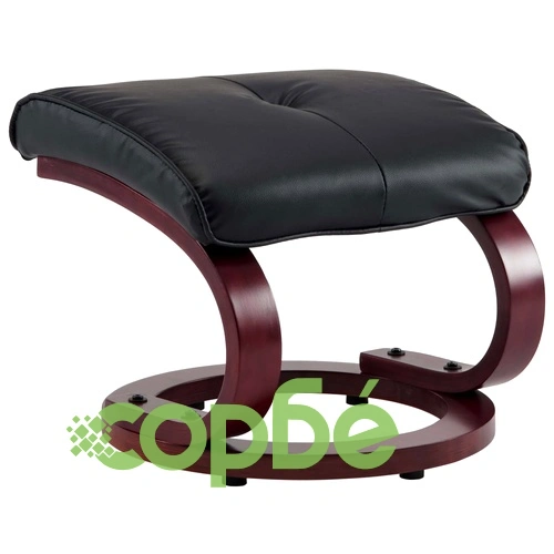 Реклайнер с табуретка, черен, изкуствена кожа ➤ топ цена ➤ sorbe.bg