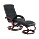 Реклайнер с табуретка, черен, изкуствена кожа