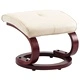 Реклайнер с табуретка, кремав, изкуствена кожа