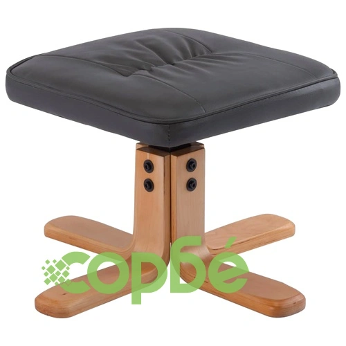 Фотьойл с табуретка за крака, сив, изкуствена кожа ➤ топ цена ➤ sorbe.bg