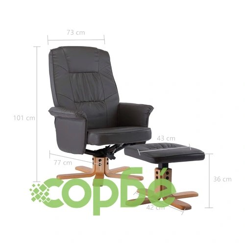 Фотьойл с табуретка за крака, сив, изкуствена кожа ➤ топ цена ➤ sorbe.bg