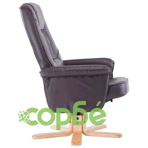 Фотьойл с табуретка за крака, кафяв, изкуствена кожа ➤ топ цена ➤ sorbe.bg