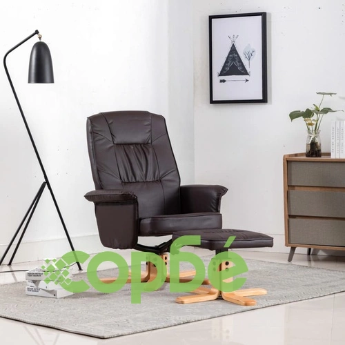 Фотьойл с табуретка за крака, кафяв, изкуствена кожа ➤ топ цена ➤ sorbe.bg