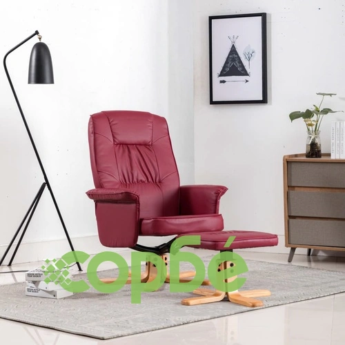 Фотьойл с табуретка за крака, виненочервен, изкуствена кожа ➤ топ цена ➤ sorbe.bg