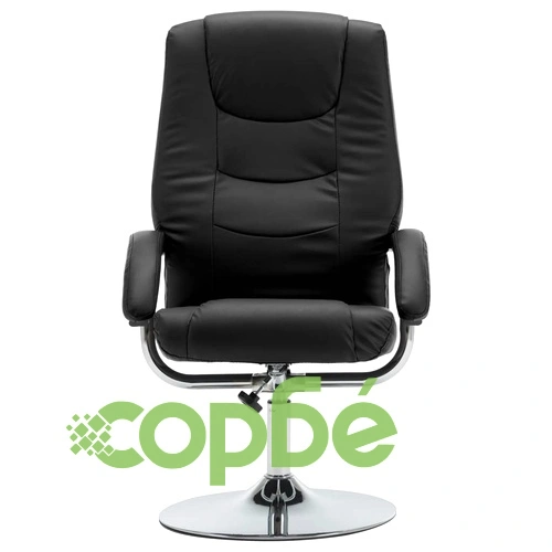 Реклайнер с табуретка, черен, изкуствена кожа ➤ топ цена ➤ sorbe.bg