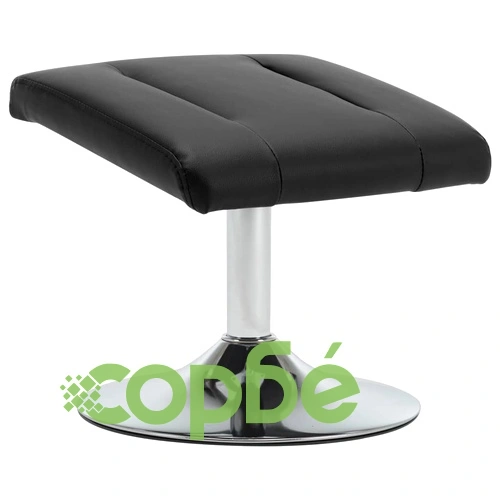 Реклайнер с табуретка, черен, изкуствена кожа ➤ топ цена ➤ sorbe.bg