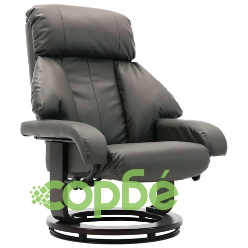 ТВ реклайнер с табуретка за крака, сив, изкуствена кожа ➤ топ цена ➤ sorbe.bg