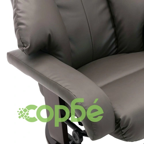 ТВ реклайнер с табуретка за крака, сив, изкуствена кожа ➤ топ цена ➤ sorbe.bg