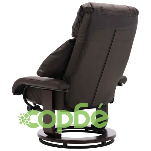 ТВ реклайнер с табуретка за крака, кафяв, изкуствена кожа ➤ топ цена ➤ sorbe.bg