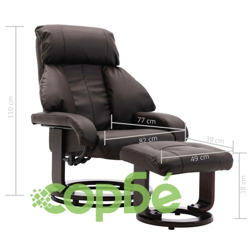 ТВ реклайнер с табуретка за крака, кафяв, изкуствена кожа ➤ топ цена ➤ sorbe.bg