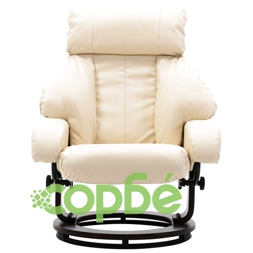 ТВ реклайнер с табуретка за крака, кремавобял, изкуствена кожа ➤ топ цена ➤ sorbe.bg