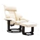 ТВ реклайнер с табуретка за крака, кремавобял, изкуствена кожа