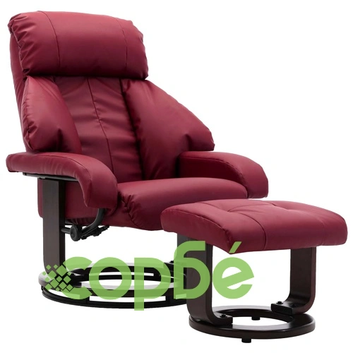 ТВ реклайнер с табуретка за крака виненочервен изкуствена кожа ➤ топ цена ➤ sorbe.bg