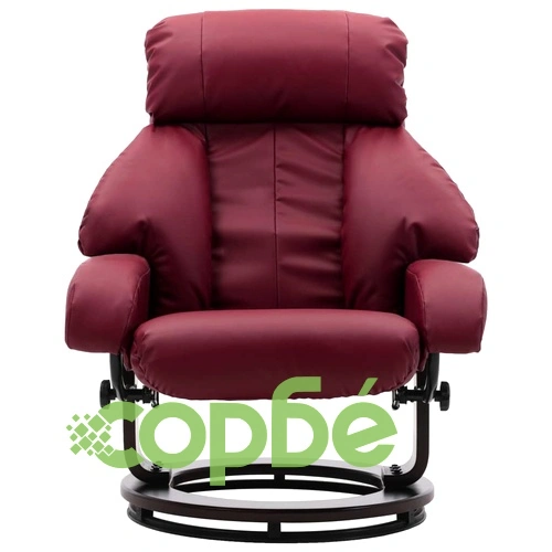 ТВ реклайнер с табуретка за крака виненочервен изкуствена кожа ➤ топ цена ➤ sorbe.bg