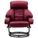 ТВ реклайнер с табуретка за крака виненочервен изкуствена кожа