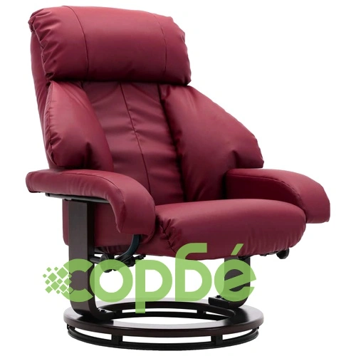 ТВ реклайнер с табуретка за крака виненочервен изкуствена кожа ➤ топ цена ➤ sorbe.bg