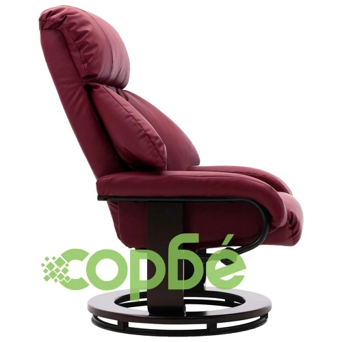 ТВ реклайнер с табуретка за крака виненочервен изкуствена кожа ➤ топ цена ➤ sorbe.bg