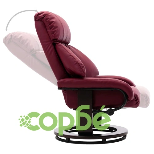 ТВ реклайнер с табуретка за крака виненочервен изкуствена кожа ➤ топ цена ➤ sorbe.bg
