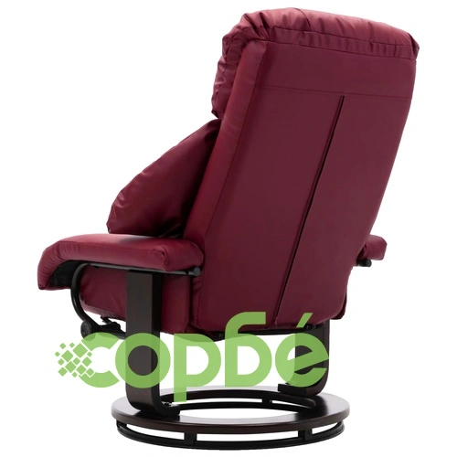 ТВ реклайнер с табуретка за крака виненочервен изкуствена кожа ➤ топ цена ➤ sorbe.bg