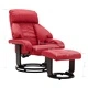 ТВ реклайнер с табуретка за крака, червен, изкуствена кожа