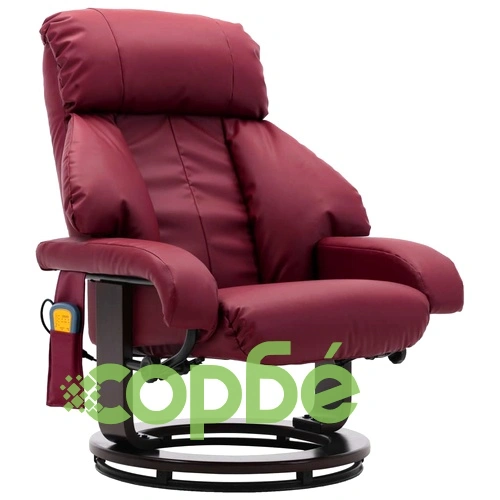ТВ масажен реклайнер, виненочервен, изкуствена кожа ➤ топ цена ➤ sorbe.bg