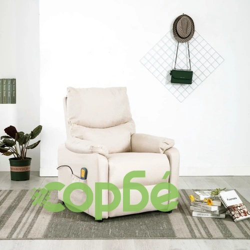ТВ масажен реклайнер, кремав, текстил ➤ топ цена ➤ sorbe.bg