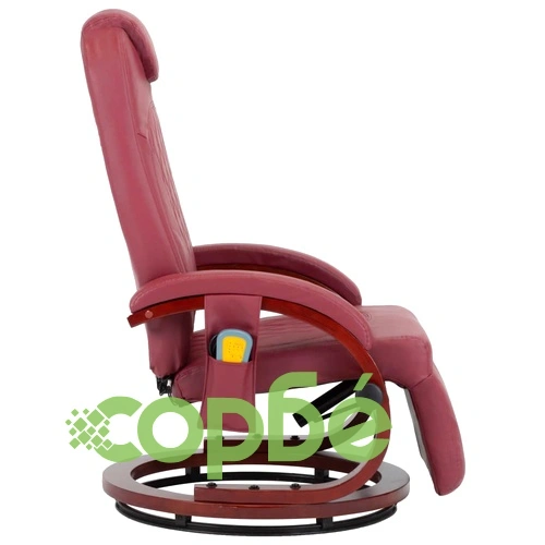 ТВ масажен реклайнер, виненочервен, изкуствена кожа ➤ топ цена ➤ sorbe.bg