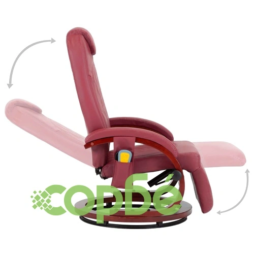 ТВ масажен реклайнер, виненочервен, изкуствена кожа ➤ топ цена ➤ sorbe.bg