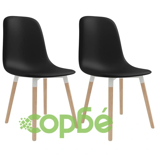 Трапезни столове, 2 бр, черни, пластмаса ➤ топ цена ➤ sorbe.bg