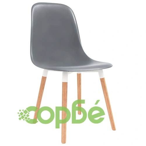 Трапезни столове, 6 бр, сиви, пластмаса ➤ топ цена ➤ sorbe.bg