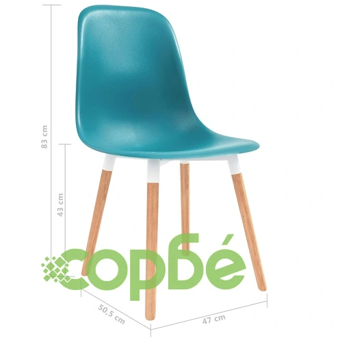 Трапезни столове, 4 бр, тюркоаз, пластмаса ➤ топ цена ➤ sorbe.bg